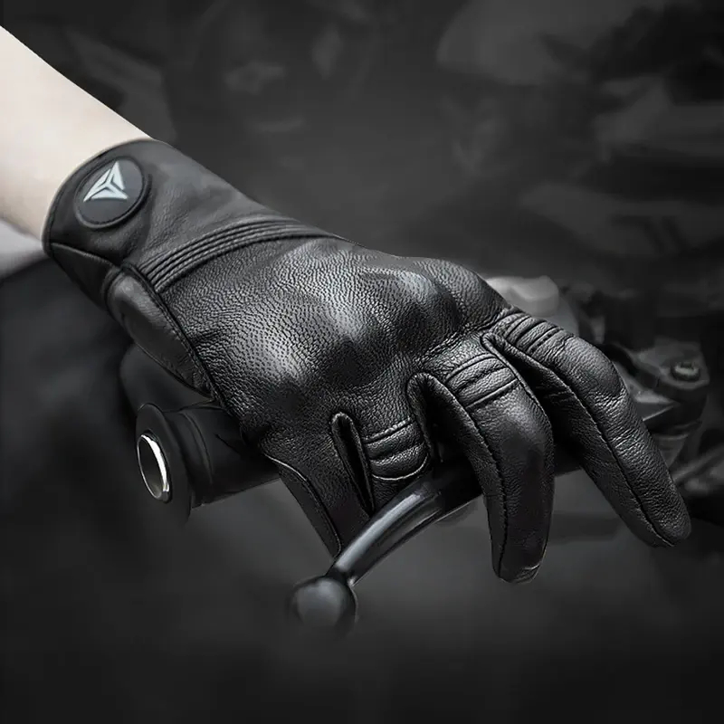 Genuine Leather Motorcycle Gloves Carbon Protect Motorbike Gloves Off-road full finger dirt bike racing gloves