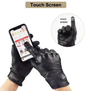 Real Leather Motorcycle Riding Gloves Motorbike Driving Gears Motocross Qualified Full Finger Gloves