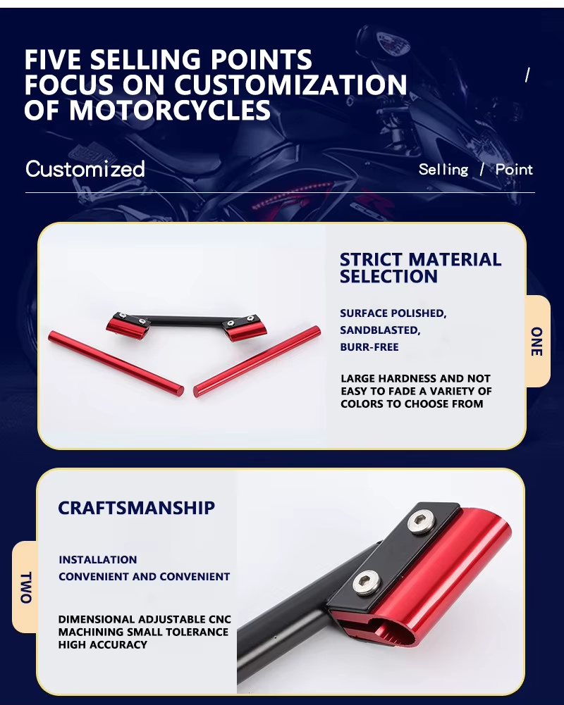 22mm Motorcycle Handlebars Adjustable Hollow Bars Universal Modified Clip Ons for Retrofit/Upgrade