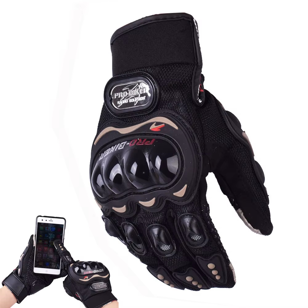 Three Color Designs Breathable Fully Finger Durable Motorcycle Glove