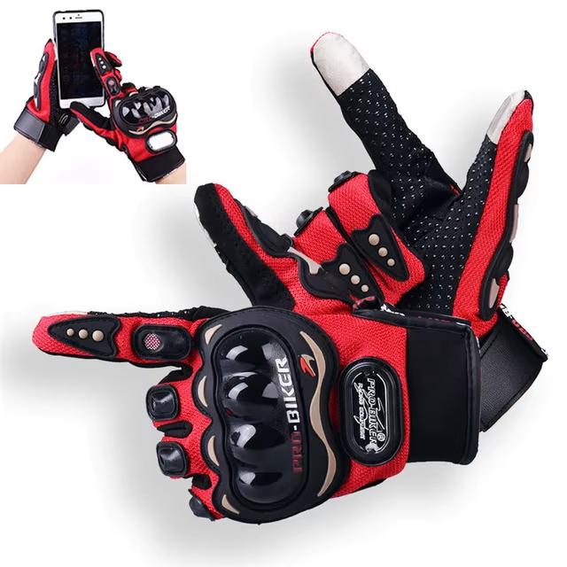 Three Color Designs Breathable Fully Finger Durable Motorcycle Glove