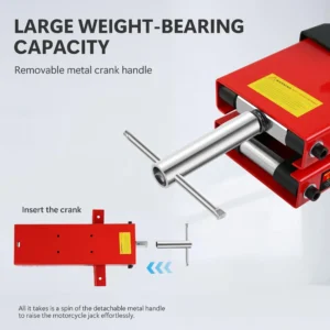 Height Adjustable Motorcycle Jack with Hand Crank, Heavy Duty Scissor Lift Jack for Dirt Bike Cruiser ATV Garage Repair Stand and Maintenance