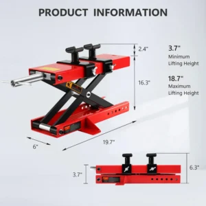 Height Adjustable Motorcycle Jack with Hand Crank, Heavy Duty Scissor Lift Jack for Dirt Bike Cruiser ATV Garage Repair Stand and Maintenance