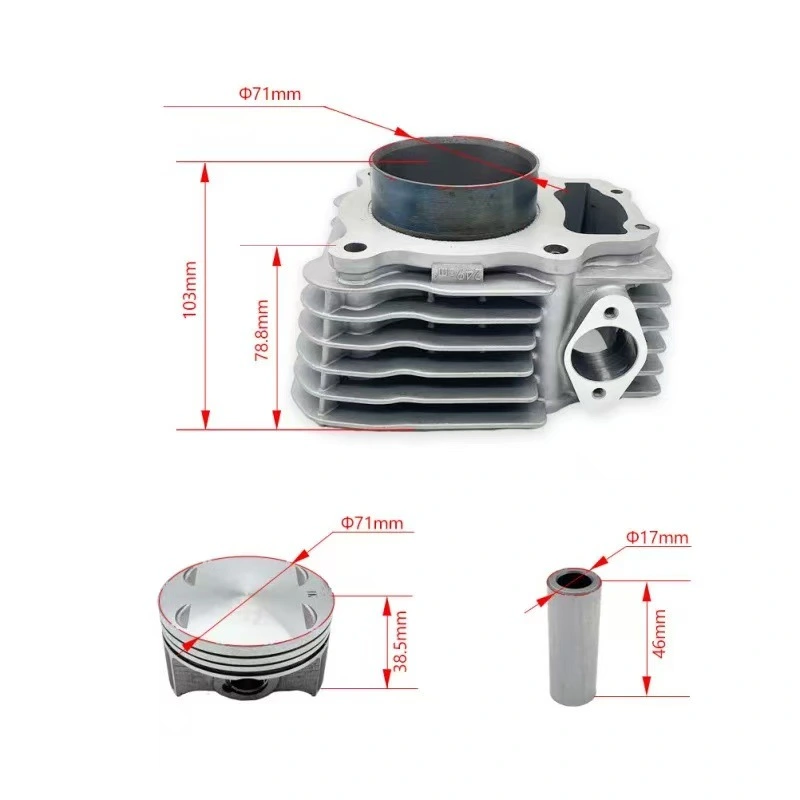 Engine Parts 71mm cylinder kit for YB250R Motorcycle, Block Piston Ring Gasket for YB250R,Engine Rebuild Kit 250cc