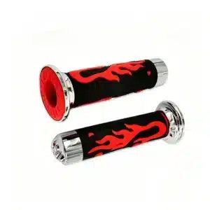 SKU-06-Red High Performance Reliable Universal Motorcycle Hand Grips, Flame Skull Rubber Non-Flip Throttle Handlebar 7/8" 22mm 1" 24mm