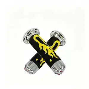 SKU-08-Yellow High Performance Reliable Universal Motorcycle Hand Grips, Flame Skull Rubber Non-Flip Throttle Handlebar 7/8" 22mm 1" 24mm