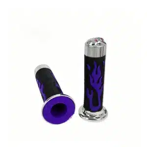 SKU-10-Purple High Performance Reliable Universal Motorcycle Hand Grips, Flame Skull Rubber Non-Flip Throttle Handlebar 7/8" 22mm 1" 24mm